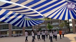 Báo Giá Vải Bạt Dù che nắng sân trường Học May Theo yêu cầu